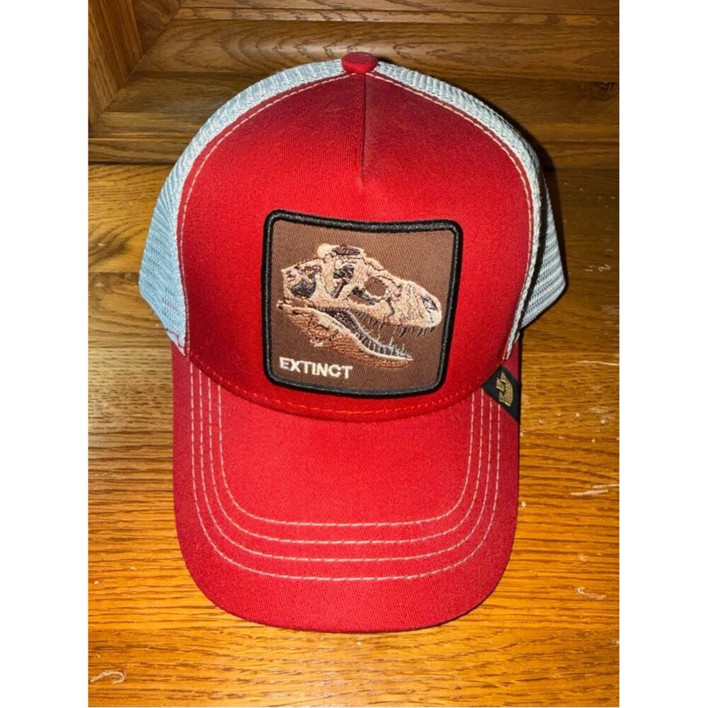 Goorin Brothers Trucker Hat with “Extinct” Dinosaur Skull Patch